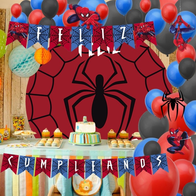 Decoración Spiderman Hombre Araña Para Cumpleaños Color Rojo